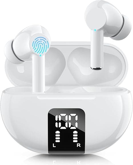 Carego Wireless Ear Buds Bluetooth Earbuds, 60H Playtime LED Power Display, Bluetooth 5.3 Headphone with Mic, Noise Cancellation Stereo Sound, IPX5 Earphone for iPhone/Samsung/Android/iOS