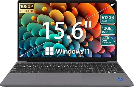 ApoloSign Laptop Computer, 15.6 Inches FHD IPS 1080P Display, 512GB SSD (Expandable 1T) 12GB DDR4 Windows 11 Light Laptops with Intel Celeron N5095 Quad-Core Processor, Up to 2.8GHz